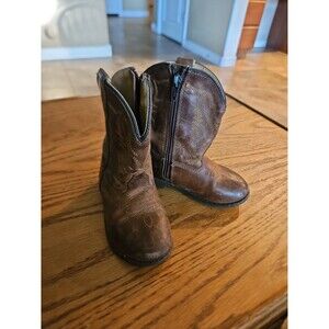 Smoky Mountain Boots Western Cowboy Brown Leather Tan Stitching Zip Up Toddler 8